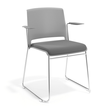 visitor chair gray with arms upholstered fabric no armrests 1