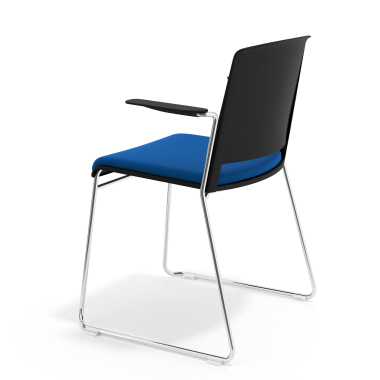 visitor chair blue with arms upholstered fabric no armrests 5