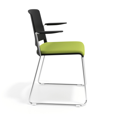 visitor chair green with arms upholstered fabric no armrests 3