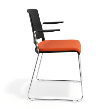 visitor chair orange with arms upholstered fabric no armrests 3