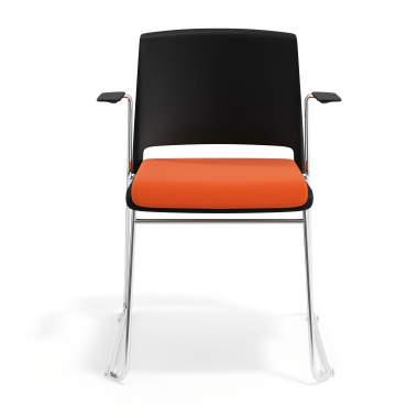 visitor chair orange with arms upholstered fabric no armrests 6