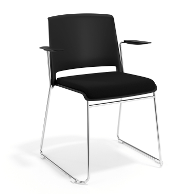 visitor chair black with arms upholstered fabric no armrests 1