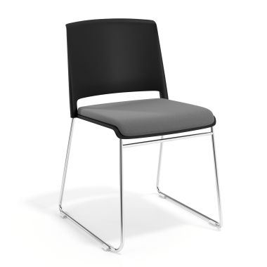 visitor chair gray without arms upholstered fabric no armrests 1