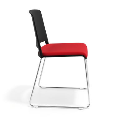 visitor chair red without arms upholstered fabric no armrests 3