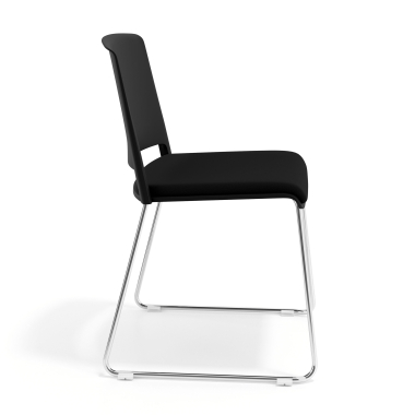 visitor chair black without arms upholstered fabric no armrests 3