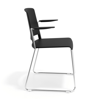 visitor chair black with arms fabric fixed armrests 3