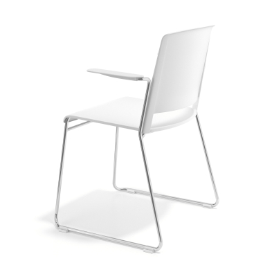 visitor chair white with arms fabric fixed armrests 5