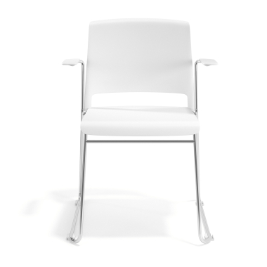 visitor chair white with arms fabric fixed armrests 6
