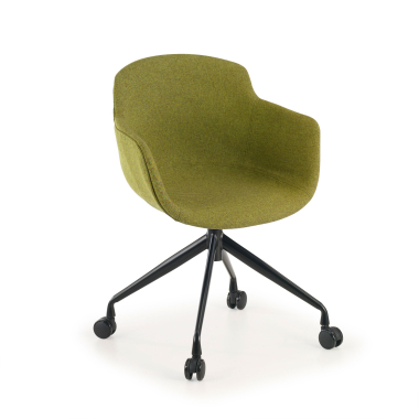 visitor chair green swivel with casters fabric upholstered armrests 1
