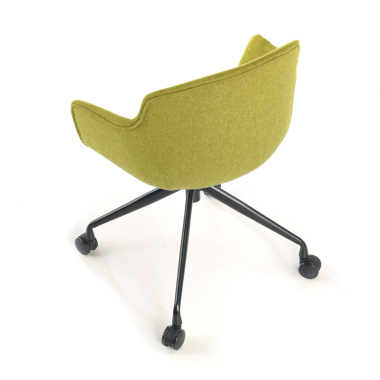 visitor chair green swivel with casters fabric upholstered armrests 5