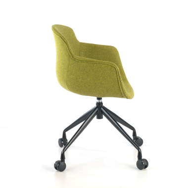 visitor chair green swivel with casters fabric upholstered armrests 6