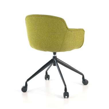 visitor chair green swivel with casters fabric upholstered armrests 7