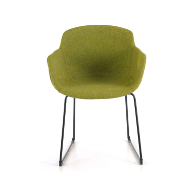 visitor chair black green sled base frame mesh fixed armrests 3