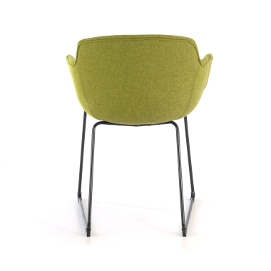visitor chair black green sled base frame mesh fixed armrests 4
