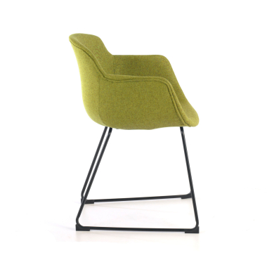 visitor chair black green sled base frame mesh fixed armrests 5
