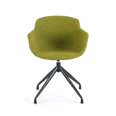 visitor chair green pyramid base fabric upholstered armrests 3