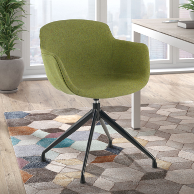 visitor chair green pyramid base fabric upholstered armrests 2