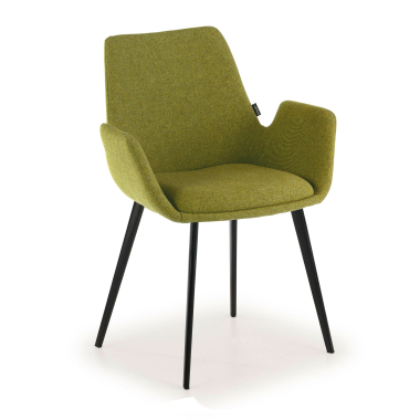 visitor chair green 4 legs fabric upholstered armrests 1