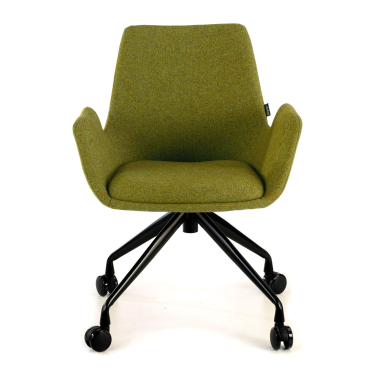 visitor chair green swivel with casters fabric upholstered armrests 3