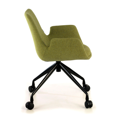 visitor chair green swivel with casters fabric upholstered armrests 5