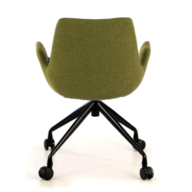 visitor chair green swivel with casters fabric upholstered armrests 6