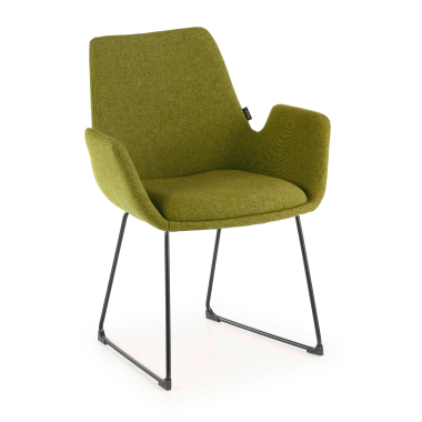 visitor chair green sled base frame fabric fixed armrests 1