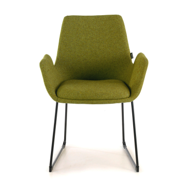 visitor chair green sled base frame fabric fixed armrests 3