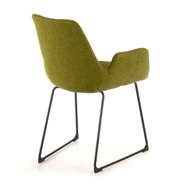 visitor chair green sled base frame fabric fixed armrests 6