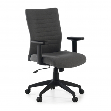 swivel chair gray kobe fabric fixed armrests lumbar support 1