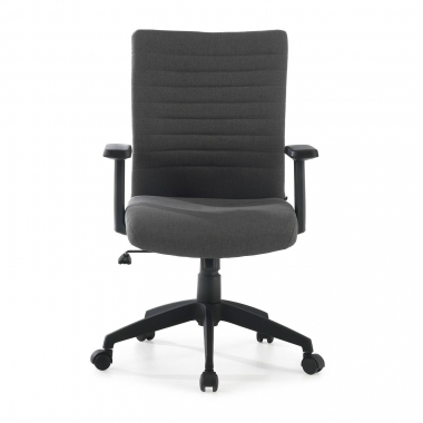 swivel chair gray kobe fabric fixed armrests lumbar support 3