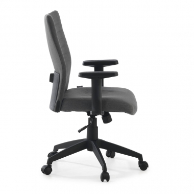 swivel chair gray kobe fabric fixed armrests lumbar support 6