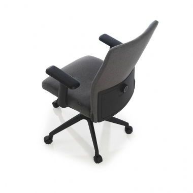 swivel chair gray kobe fabric fixed armrests lumbar support 4