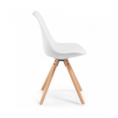 scandinavian chair white chair wooden legs plastic no armrests 3