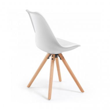 scandinavian chair white chair wooden legs plastic no armrests 5