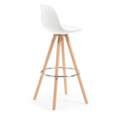 kitchen stool white stool wooden legs synthetic leather no armrests 5