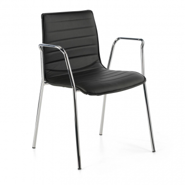 visitor chair black with arms synthetic leather fixed armrests 1