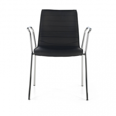 visitor chair black with arms synthetic leather fixed armrests 3