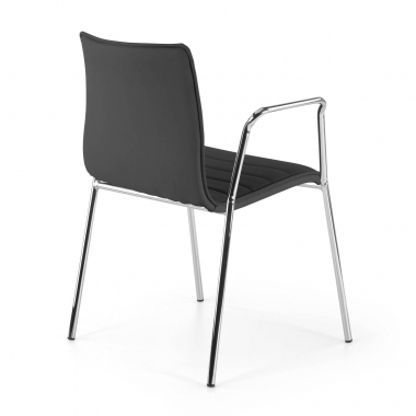 visitor chair black with arms synthetic leather fixed armrests 6