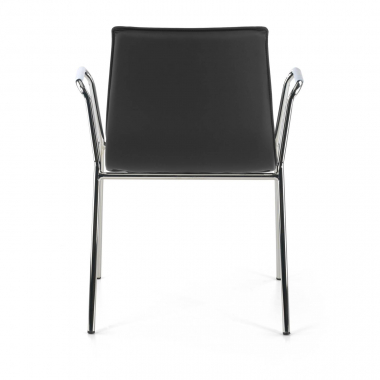visitor chair black with arms synthetic leather fixed armrests 7