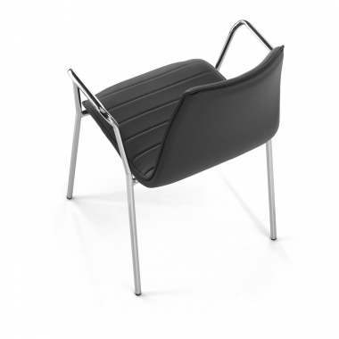 visitor chair black with arms synthetic leather fixed armrests 4