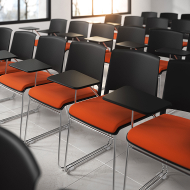 chair with writing tablet black orange with writing tablet upholstered fabric no armrests 2