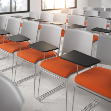 chair with writing tablet orange with writing tablet upholstered fabric no armrests 2