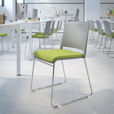 visitor chair green without arms upholstered fabric no armrests 2