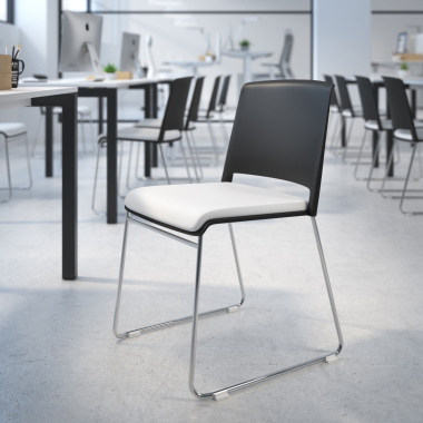 visitor chair white without arms upholstered fabric no armrests 7