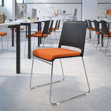 visitor chair orange without arms upholstered fabric no armrests 2
