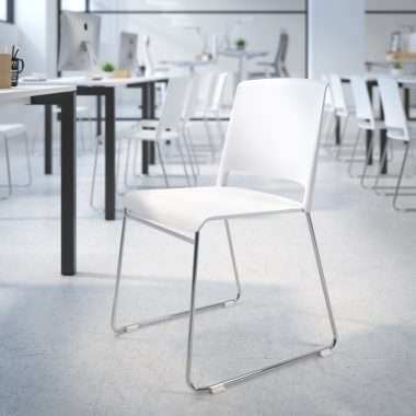visitor chair white without arms fabric no armrests 2