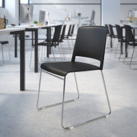 Visitor chair Hest, sled base, stackable, chrome-plated