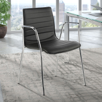 Alisa Visitor Chair with arms, Chrome structure, Faux leather