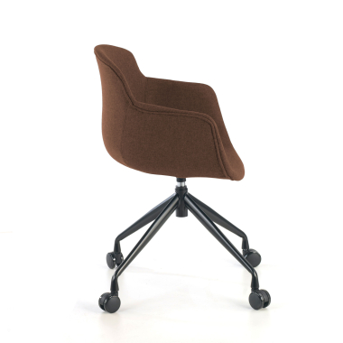visitor chair brown swivel with casters fabric upholstered armrests 6