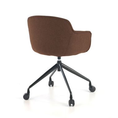 visitor chair brown swivel with casters fabric upholstered armrests 7
